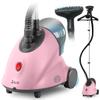 SALAV GS18-DJ Standing Garment Steamer with Roll Wheels for Easy Movement, 1.8L Water Tank for 1 Hour Continuous Steaming, Adjustable Pole for Storage, Includes Descaler Packet, 1500 watts - Pink view 1