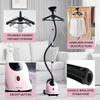 SALAV GS18-DJ Standing Garment Steamer with Roll Wheels for Easy Movement, 1.8L Water Tank for 1 Hour Continuous Steaming, Adjustable Pole for Storage, Includes Descaler Packet, 1500 watts - Pink view 3