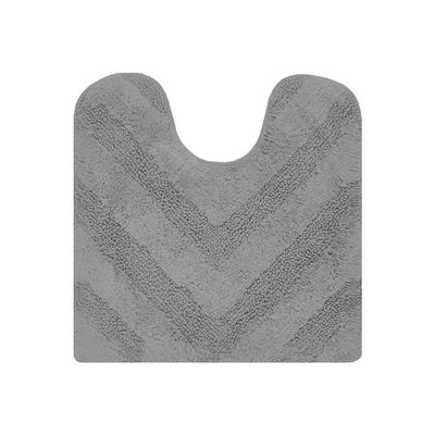 Better Trends Toilet Rugs U Shaped Washable Bathroom Rug for Toilet 100% Cotton Non-Slip Bath Mat, Soft & Absorbent Bath Rugs 20" x 20" Contour Gray Hugo Collection