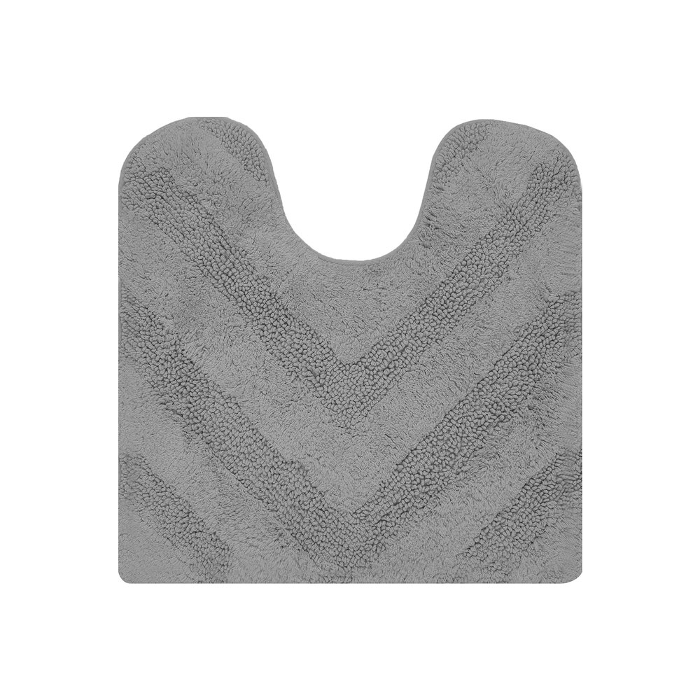 Better Trends Toilet Rugs U Shaped Washable Bathroom Rug for Toilet 100% Cotton Non-Slip Bath Mat, Soft & Absorbent Bath Rugs 20" x 20" Contour Gray Hugo Collection