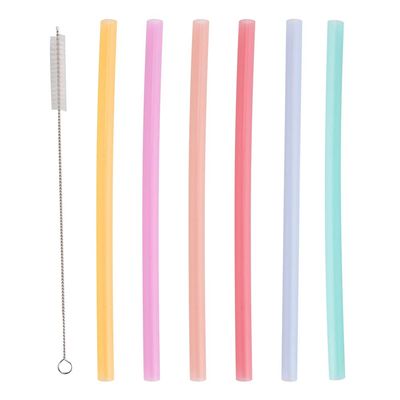 6pcs Portable Reusable Friendly Silicone Drinking Straw Drinking with Washing Brush Set Fit for 40 +230 Drinks, Silicone Straw, Silicone Straw, 6pcs Portable Reusable Environm