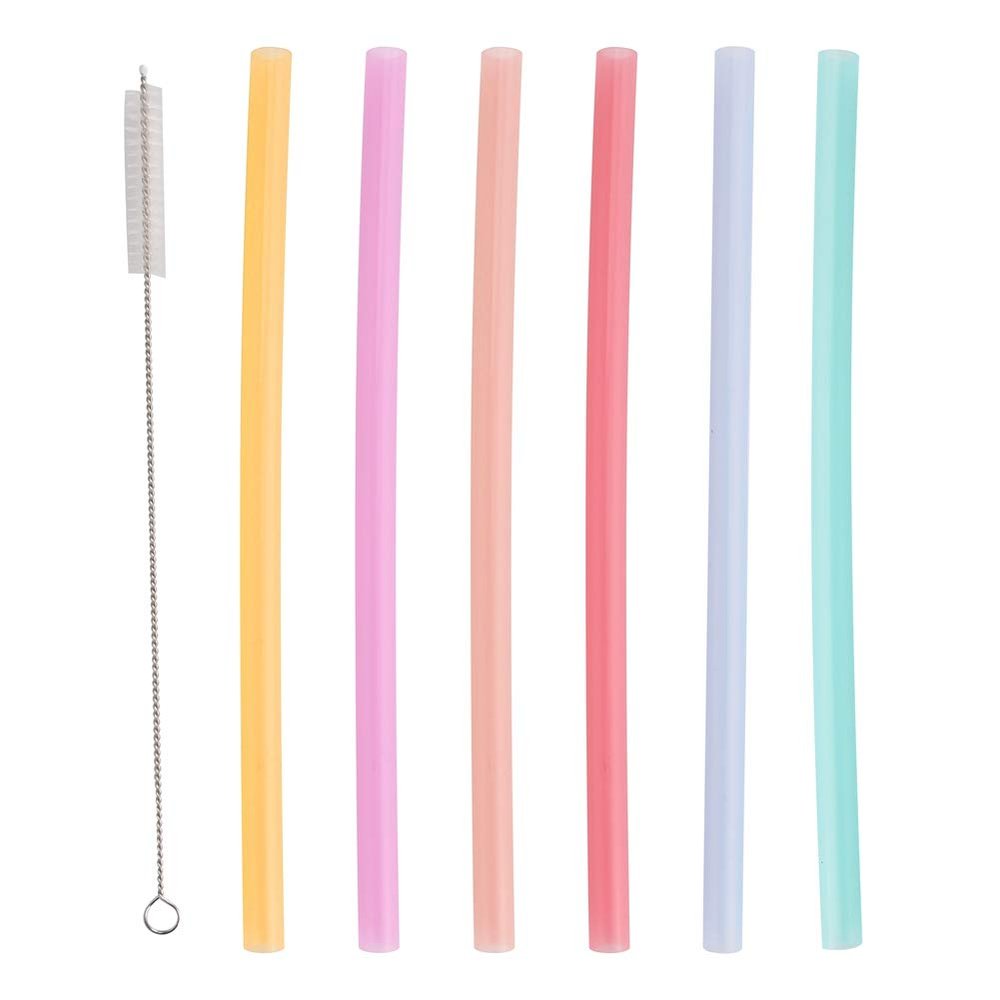 6pcs Portable Reusable Friendly Silicone Drinking Straw Drinking with Washing Brush Set Fit for 40 +230 Drinks, Silicone Straw, Silicone Straw, 6pcs Portable Reusable Environm