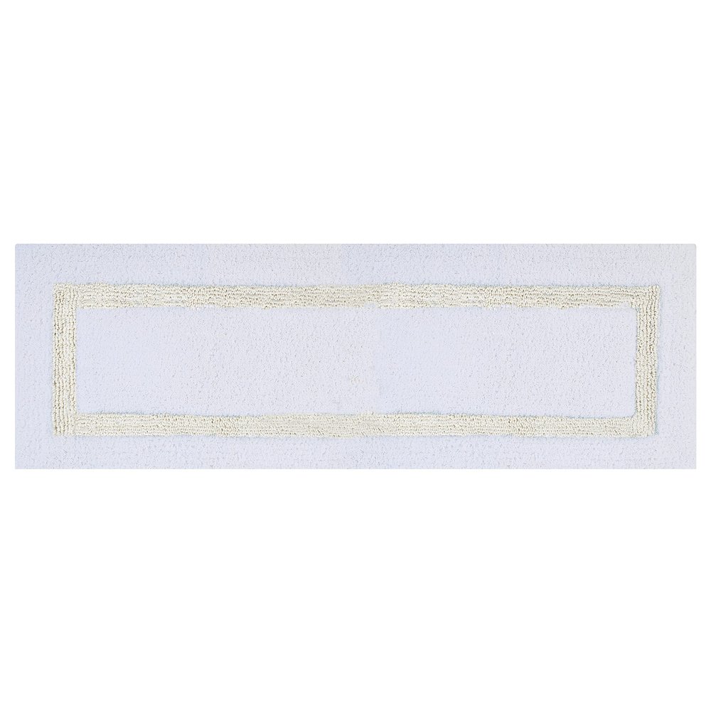 Better Trends 100% Cotton Hotel Collection Bath Mats, White & Ivory Bath Mat - Tufted, Reversible & Absorbent & Machine Washable Bath Mats Runner for Tub, Shower, and Bath Room, 20" x 60"