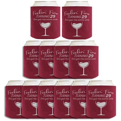 30th Birthday Decorations For Men Feelin Fine Turning 29 Now Get Me Some Wine 12-Pack Can Coolers Coolies