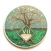 7 Year NA Medallion - Green & Blue Tree of Life , Glitter, Bling, Clean Recovery Chip, Token, Coin view 1