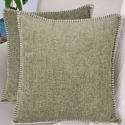 24x24 Pillow Covers Set of 2 Olive Green Soft Textured Chenille, Soft Cozy Large Cushion Covers for Couch, Modern Square Big Pillowcases, Decorative Farm House Oversized Euro Shams Sofa Pillow Covers
