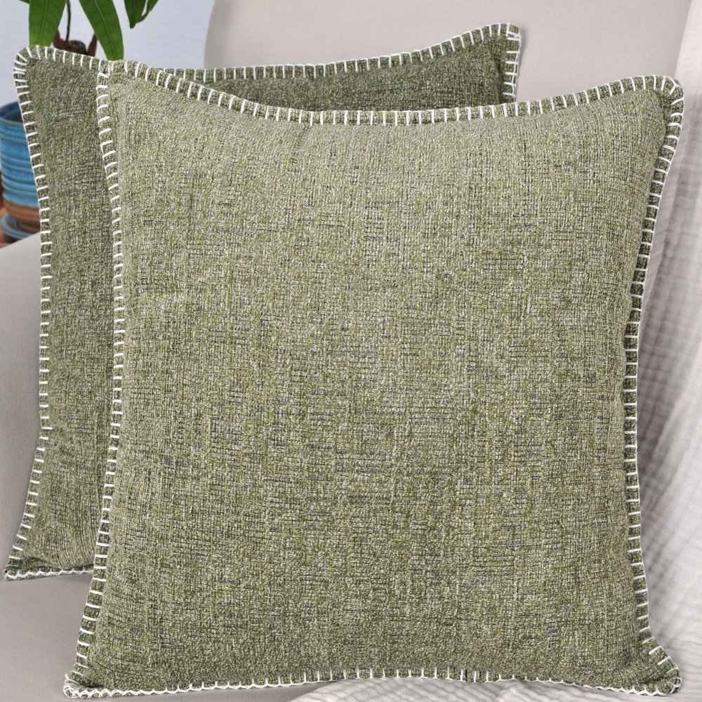 24x24 Pillow Covers Set of 2 Olive Green Soft Textured Chenille, Soft Cozy Large Cushion Covers for Couch, Modern Square Big Pillowcases, Decorative Farm House Oversized Euro Shams Sofa Pillow Covers