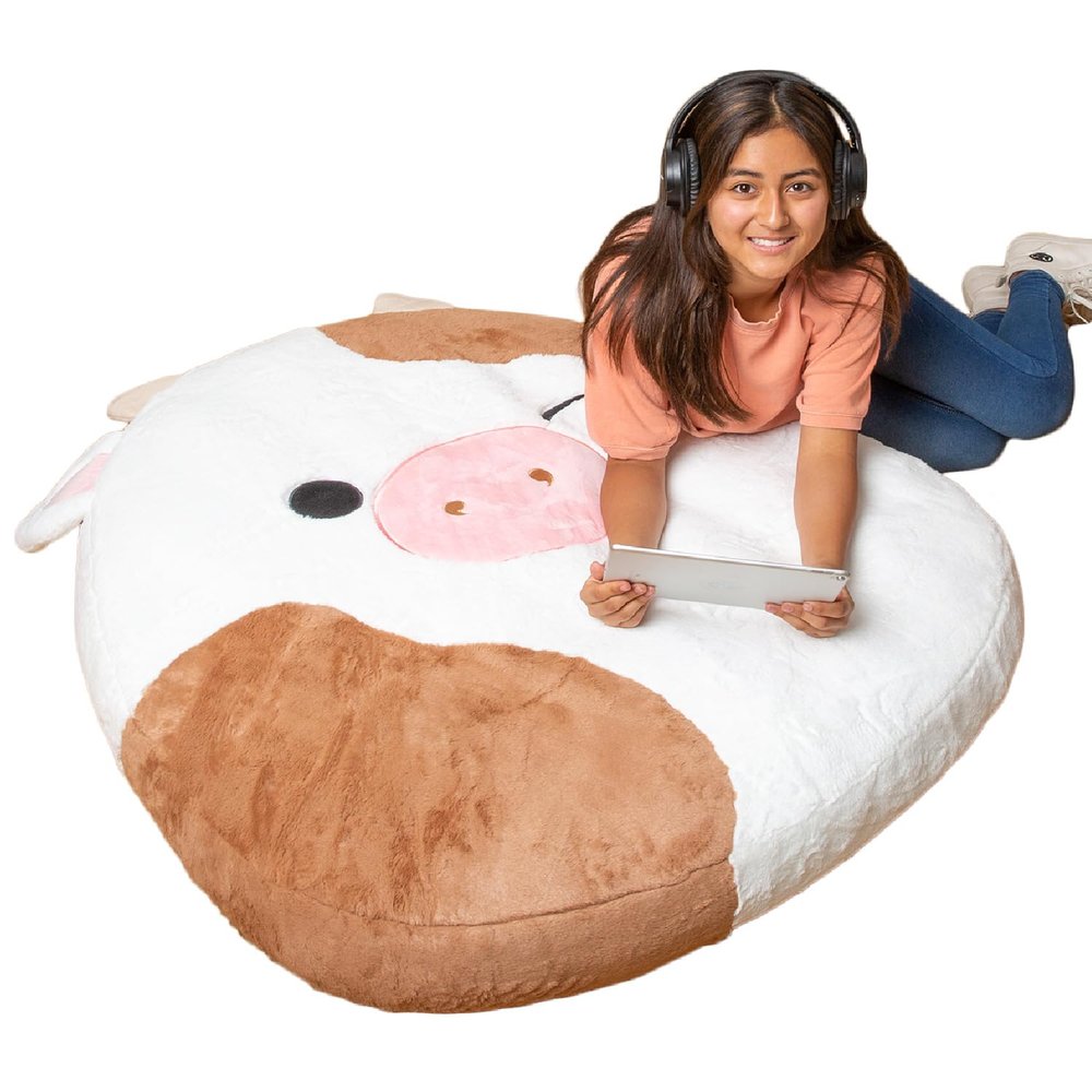 BigMouth x Squishmallows Original Inflat-A-Pal, Inflatable Floor Pillow, Jumbo Animal Cushion Lounger for Kids - Ronnie The Cow Squishmallow