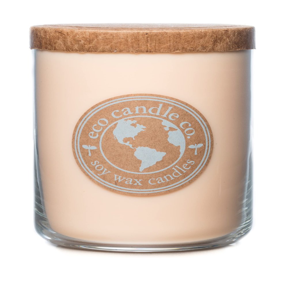 Eco Candle Co. Recycled Candle, Beach House, 26 oz. - Scents of Melons & Ocean Air - 100% Soy Wax, No Lead, Kraft Paper Label & Lid, Hand Poured, Phthalate Free