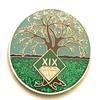 19 Year NA Medallion - Green & Blue Tree of Life , Glitter, Bling, Clean Recovery Chip, Token, Coin view 1