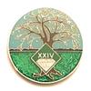 24 Year NA Medallion - Green & Blue Tree of Life , Glitter, Bling, Clean Recovery Chip, Token, Coin view 1