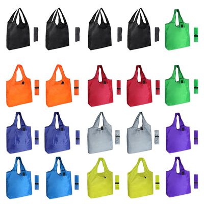 Aricsen 20 Pack Durable Colorful Folding Reusable Grocery Bags Handles Bulk Strong, Colored Eco Friendly Shopping Foldable Kitchen Large Washable Pocket Nylon, Polyester Color Cloth Fabric