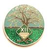 12 Year NA Medallion - Green & Blue Tree of Life , Glitter, Bling, Clean Recovery Chip, Token, Coin view 1