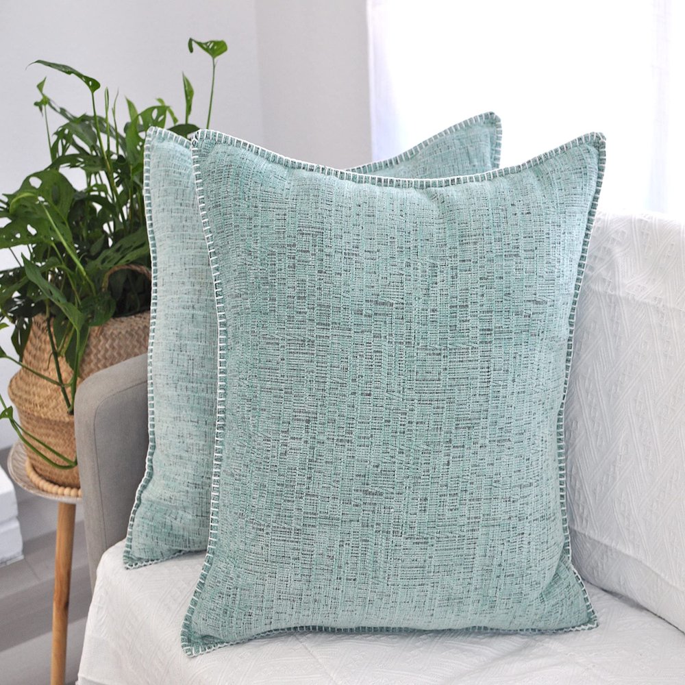 26x26 Pillow Covers Set of 2 Mint Green, Extra Large Throw Pillow Covers for Couch Sofa Pillows, Soft Cozy Big Cushion Covers, Modern Square Euro Pillow Cases, Oversized Decorative Euro Shams