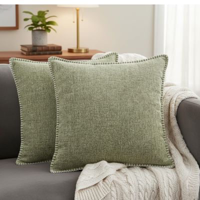 26x26 Pillow Covers Set of 2 Light Olive Green, Extra Large Throw Pillow Covers for Couch Sofa Pillows, Soft Cozy Big Cushion Covers, Modern Square Euro Pillow Cases, Oversized Decorative Euro Shams