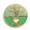 14 Year NA Medallion - Green & Blue Tree of Life , Glitter, Bling, Clean Recovery Chip, Token, Coin view 1