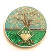 30 Year NA Medallion - Green & Blue Tree of Life , Glitter, Bling, Clean Recovery Chip, Token, Coin view 1