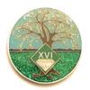 16 Year NA Medallion - Green & Blue Tree of Life , Glitter, Bling, Clean Recovery Chip, Token, Coin view 1