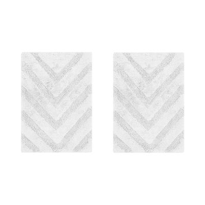 Better Trends 2 Piece Bathroom Rug Set 100% Cotton Non-Slip Washable Bath Mat, Soft & Absorbent Bath Rugs for Bath Room, Shower, Bathtub & Spa Floors White Hugo Collection