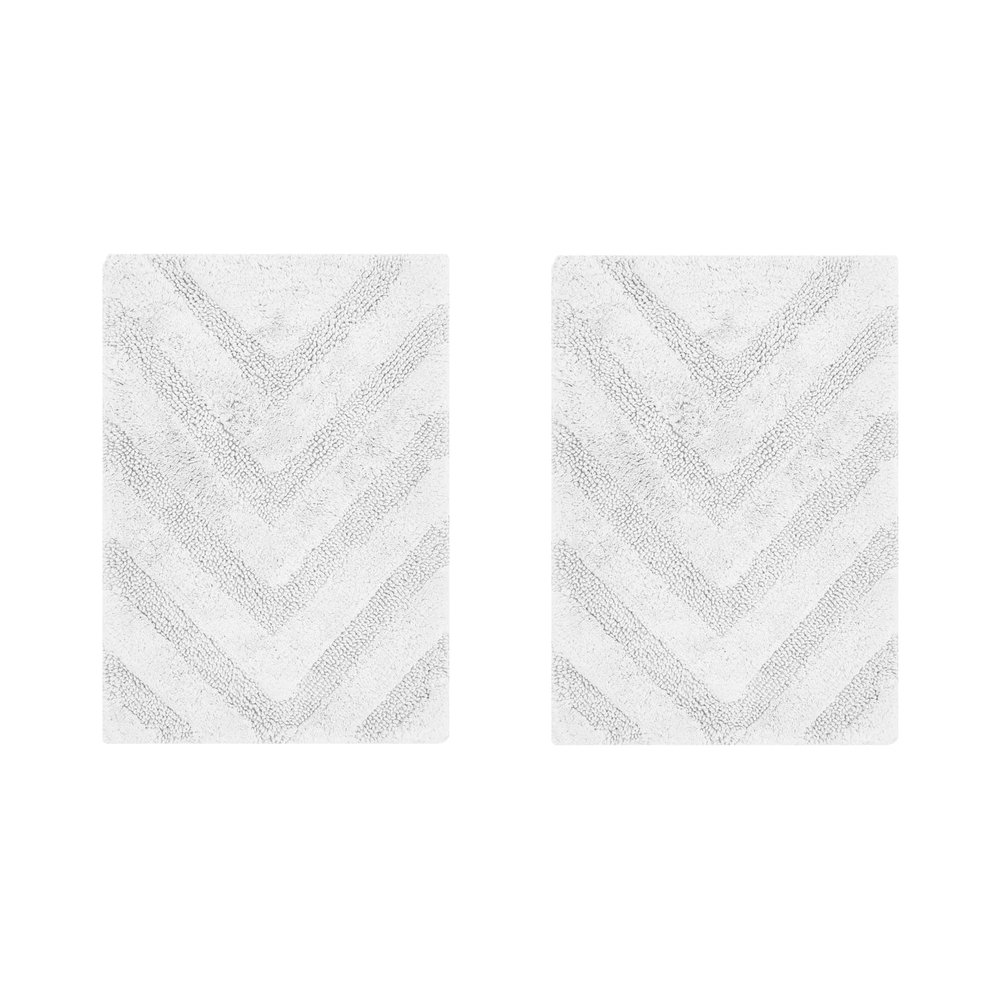 Better Trends 2 Piece Bathroom Rug Set 100% Cotton Non-Slip Washable Bath Mat, Soft & Absorbent Bath Rugs for Bath Room, Shower, Bathtub & Spa Floors White Hugo Collection