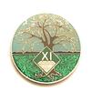 11 Year NA Medallion - Green & Blue Tree of Life , Glitter, Bling, Clean Recovery Chip, Token, Coin view 1