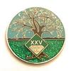 25 Year NA Medallion - Green & Blue Tree of Life , Glitter, Bling, Clean Recovery Chip, Token, Coin view 1