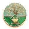 18 Year NA Medallion - Green & Blue Tree of Life , Glitter, Bling, Clean Recovery Chip, Token, Coin view 1