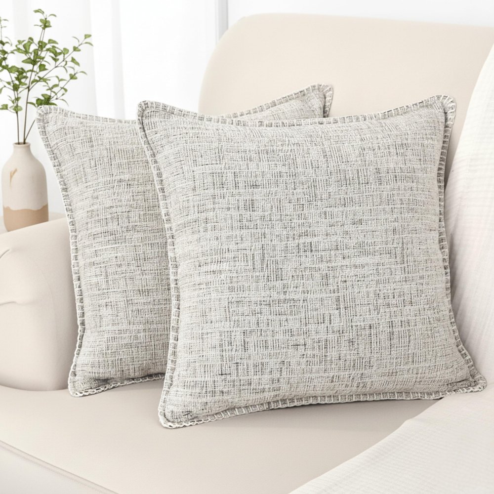 26x26 pillow covers Set of 2 Cream White & Black, Extra Large Throw Pillow Covers For Couch Sofa Pillows, Soft Cozy Big Cushion Covers, Modern Square Euro Pillow Cases, Oversized Decorative Euro Shams