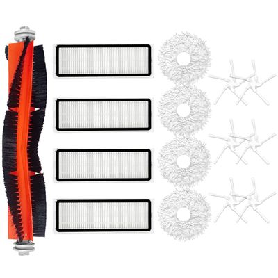 Accessories Kit for Xiaomi Dreame Bot W10 Robot Vacuum Cleaner Parts, Include 4 Hepa Filter, 1 Main Roller Brush, 4 Mop, 6 Side Brush(15 Pack)