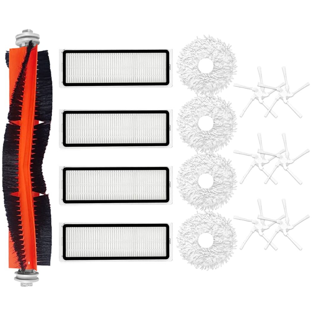Accessories Kit for Xiaomi Dreame Bot W10 Robot Vacuum Cleaner Parts, Include 4 Hepa Filter, 1 Main Roller Brush, 4 Mop, 6 Side Brush(15 Pack)