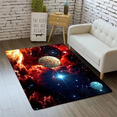Dsopoy Modern Outer Space Planet Large Living Room Area Rug Starry Sky Universe Blue Red Floor Mat Kids Bedroom Non Skid Playmats Washable, 5'8'