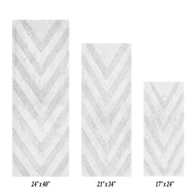 Better Trends 3 Piece Bathroom Rug Set 100% Cotton Non-Slip Washable Bath Mat, Soft & Absorbent Bath Rugs for Bath Room, Shower, Bathtub & Spa Floors White Hugo Collection