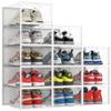 Pinkpum XXL Larger Shoe Storage Boxes Fit Size 14, Clear Plastic Stackable Shoe Organizer 12 Pack Sneaker Storage for Sneakerheads Shoe Containers view 1