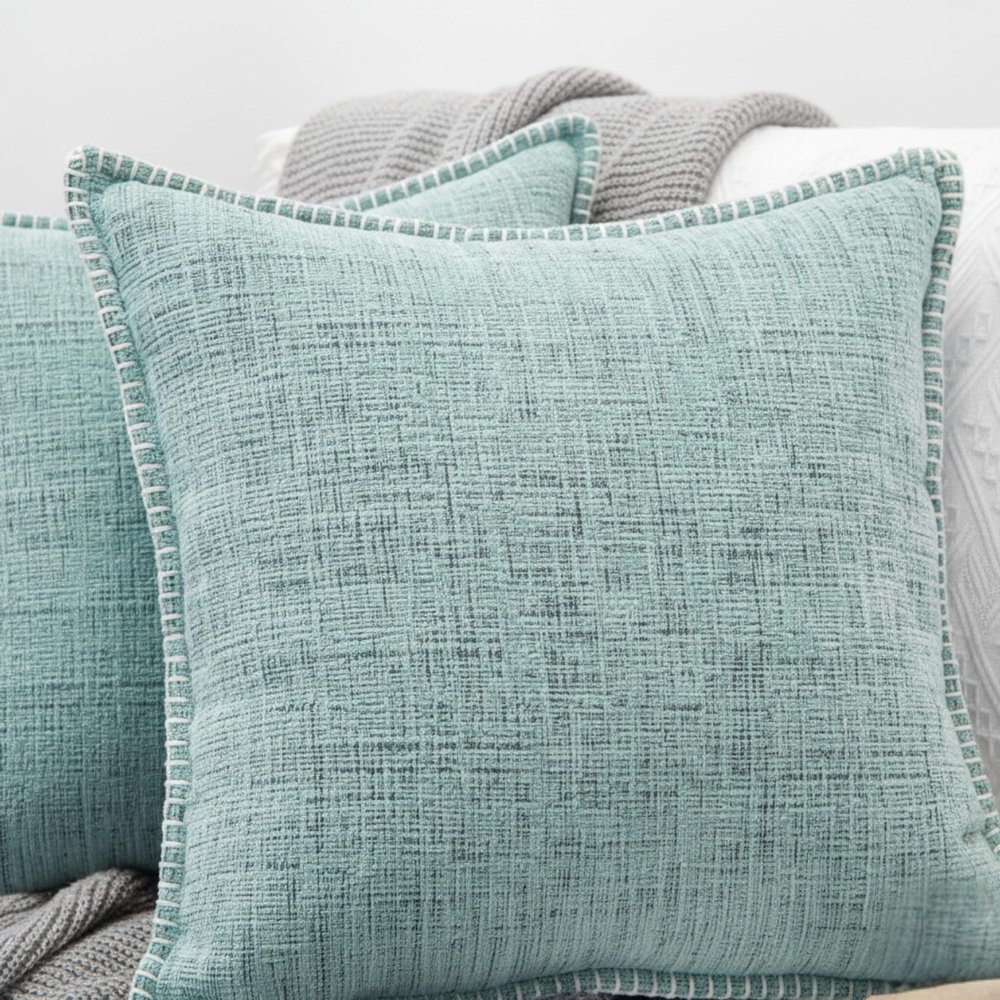 24x24 Pillow Covers Set of 2 Mint Green, Soft Textured Chenille Throw Pillows Cases Cozy Large Cushion Covers for Couch, Modern Square Big Pillowcases, Oversized Euro Shams Sofa Pillow Covers