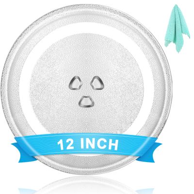 12" Microwave Plate Replacement Glass Turntable | Fits GE, Panasonic, LG, Whirlpool, Maytag, Cuisinart & More