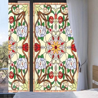 XXRBB Window Film Stained Glass Decorative Window Vinyl Privacy Film, Opaque Glass Sticker for Home Bathroom Shower Door Heat Cotrol Anti UV,14,60x60cm(24x24inch)