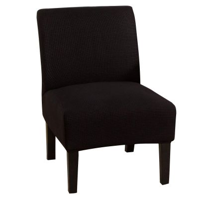 GULI Armless Chair Slipcover, Stretch Velvet Accent Chair Cover for Dining Chair, Removable Wingback Chair Slipcover and Washable Furniture Protector slipcovers for Wide Back Chairs (Knitting-Black)