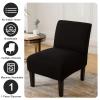 GULI Armless Chair Slipcover, Stretch Velvet Accent Chair Cover for Dining Chair, Removable Wingback Chair Slipcover and Washable Furniture Protector slipcovers for Wide Back Chairs (Knitting-Black) view 4