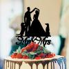 Bride And Groom Silhouette Cake Topper For Wedding With Dog Black Acrylic Custom Cake Topper With Sphynx Cat And Shiba Inu Bride And Groom Personalized Cake Toppers Mr & Mrs Wedding Cake Toppers