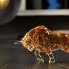 DARMOMOON FengShui Wall Street Bull Statue Acrylic Bull Figurine Sculpture Home Office Desk Decorative Ornament 8.7''L (Amber) view 2