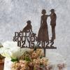 Bride And Groom Silhouette Wedding Cake Toppers With Dog Wood Brown Custom Cake Topper With Dog Doberman And Shih Tzu Mr And Mrs Cake Topper For Wedding Bridal Shower Cake Toppers view 2