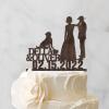Bride And Groom Silhouette Wedding Cake Toppers With Dog Wood Brown Custom Cake Topper With Dog Doberman And Shih Tzu Mr And Mrs Cake Topper For Wedding Bridal Shower Cake Toppers view 3