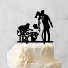 Mr And Mrs Cake Topper For Wedding Bridal Shower Cake Toppers African American Couple Silhouette Rustic Wedding Cake Topper With Pug Dog And Golden Retriever Black Acrylic Custom Cake Topper view 3