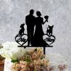 Bride And Groom Silhouette Cake Topper For Wedding With Rottweiler And Labrador Retriever Black Acrylic Custom Cake Topper Anniversary Cake Toppers Bridal Shower Cake Topper Wedding Cake Topper view 2