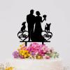 Bride And Groom Silhouette Cake Topper For Wedding With Rottweiler And Labrador Retriever Black Acrylic Custom Cake Topper Anniversary Cake Toppers Bridal Shower Cake Topper Wedding Cake Topper view 4