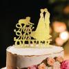 Bride And Groom Silhouette Wedding Cake Toppers With Rottweiler And Labrador Retriever Bride And Groom Wedding Cake Topper Mr Mrs Couple Cake Toppers Gold Acrylic Custom Cake Topper