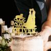 Bride And Groom Silhouette Wedding Cake Toppers With Rottweiler And Labrador Retriever Bride And Groom Wedding Cake Topper Mr Mrs Couple Cake Toppers Gold Acrylic Custom Cake Topper view 2