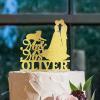Bride And Groom Silhouette Wedding Cake Toppers With Rottweiler And Labrador Retriever Bride And Groom Wedding Cake Topper Mr Mrs Couple Cake Toppers Gold Acrylic Custom Cake Topper view 4