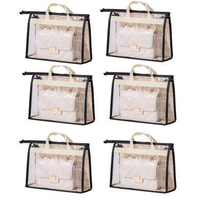 YEWIN Dust Bags for Handbags - Purse Storage Organizer for Closet Moistureproof and Dustproof Cover Hanging with Zipper and Handle (Black-XL)