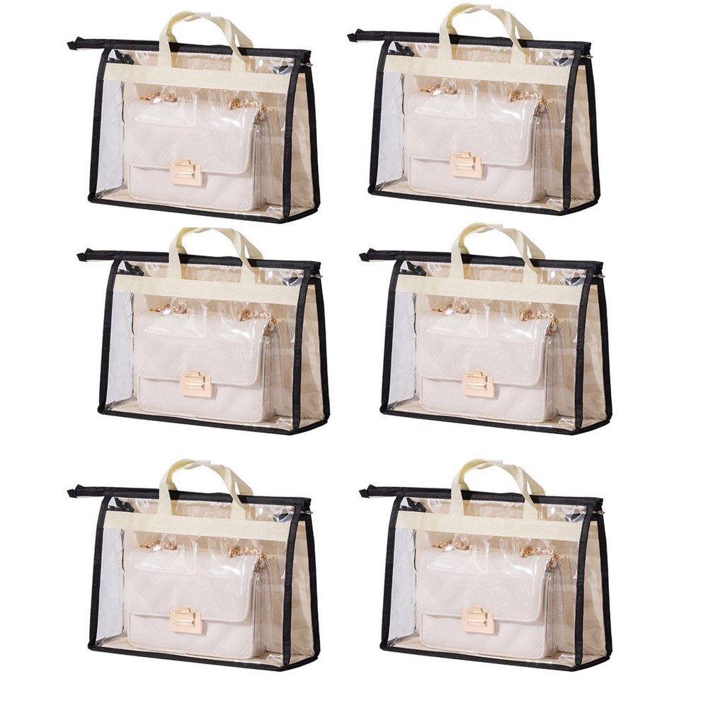 YEWIN Dust Bags for Handbags - Purse Storage Organizer for Closet Moistureproof and Dustproof Cover Hanging with Zipper and Handle (Black-XL)
